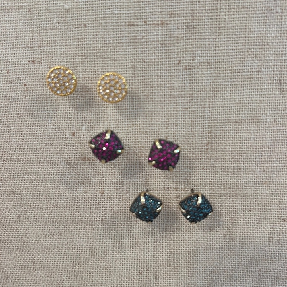 Set of Stella dot pave dome stud and crystal studs
